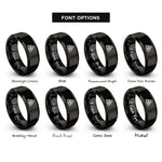 font options for inside engraving on black triquetra trinity knot rings