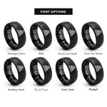 font options for inside engraving on black triquetra trinity knot rings