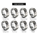 font options for inside engraving on silver triquetra trinity knot rings