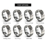 font options for inside engraving on grey triquetra trinity knot rings