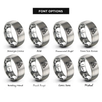 font options for inside engraving on grey triquetra trinity knot rings