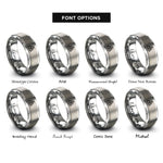 font options for inside engraving on grey triquetra trinity knot rings