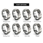 font options for inside engraving on gray triquetra trinity knot rings