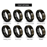 font options for inside engraving on gunmetal & black triquetra trinity knot rings