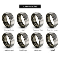 font options for inside engraving on gunmetal & grey triquetra trinity knot rings