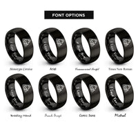 font options for inside engraving on black triquetra wolf rings