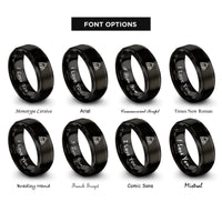 font options for inside engraving on black triquetra wolf rings