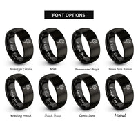 font options for inside engraving on black trishul trident rings