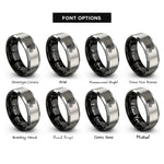 font options for inside engraving on black & silver triskele rings