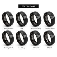 font options for inside engraving on black triskele rings