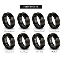 font options for inside engraving on black triskele rings