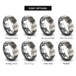 font options for inside engraving on gray triskele rings