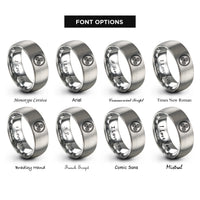font options for inside engraving on gray triskele knot rings