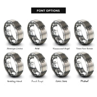 font options for inside engraving on grey triskele knot rings