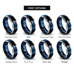 font options for inside engraving on blue & gray triskele triskelion rings