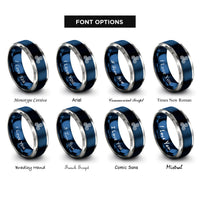font options for inside engraving on blue & gray triskele triskelion rings