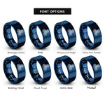 font options for inside engraving on blue triskele triskelion rings