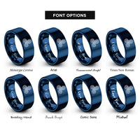 font options for inside engraving on blue triskele triskelion rings