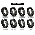 font options for inside engraving on black & gray triskele triskelion circle rings