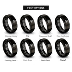 font options for inside engraving on black triskele triskelion circle rings