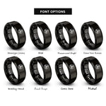 font options for inside engraving on black triskele triskelion circle rings