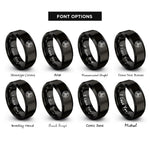 font options for inside engraving on black triskele triskelion circle rings