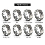 font options for inside engraving on silver triskele triskelion circle rings
