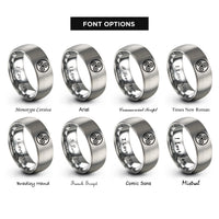 font options for inside engraving on silver triskele triskelion circle rings