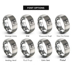 font options for inside engraving on silver triskele triskelion circle rings