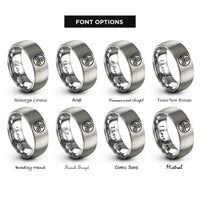 font options for inside engraving on silver triskele triskelion circle rings