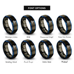 font options for inside engraving on gunmetal & blue triskele triskelion rings