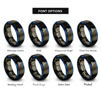 font options for inside engraving on gunmetal & blue triskele triskelion rings