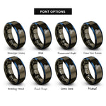 font options for inside engraving on gunmetal & blue triskele triskelion rings