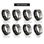 font options for inside engraving on black & gray triskelion rings