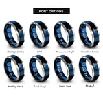 font options for inside engraving on blue & grey triskelion rings