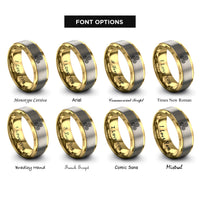 font options for inside engraving on gold & silver triskelion celtic spiral rings