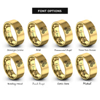 font options for inside engraving on gold triskelion celtic spiral rings