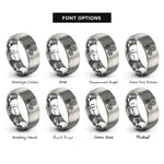 font options for inside engraving on gray triskelion celtic spiral rings