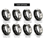font options for inside engraving on black & grey triskelion circle rings