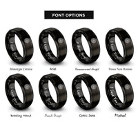 font options for inside engraving on black triskelion circle rings