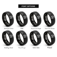 font options for inside engraving on black triskelion circle rings