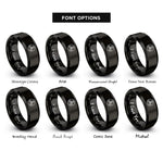 font options for inside engraving on black triskelion circle rings