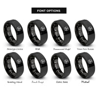 font options for inside engraving on black triskelion circle rings