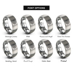 font options for inside engraving on grey triskelion circle rings