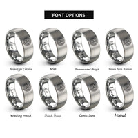 font options for inside engraving on grey triskelion circle rings