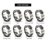 font options for inside engraving on gray triskelion circle rings