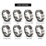 font options for inside engraving on silver triskelion circle rings