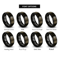 font options for inside engraving on gunmetal & black triskelion circle rings