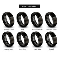 font options for inside engraving on black triskelion isle rings