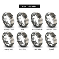 font options for inside engraving on silver triskelion triple spiral rings